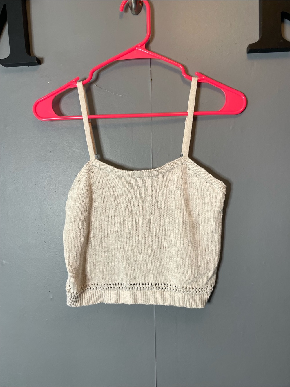 Arizona‎ Jean Co. Cream Knit Spaghetti Strap Crop Top size small crochet top